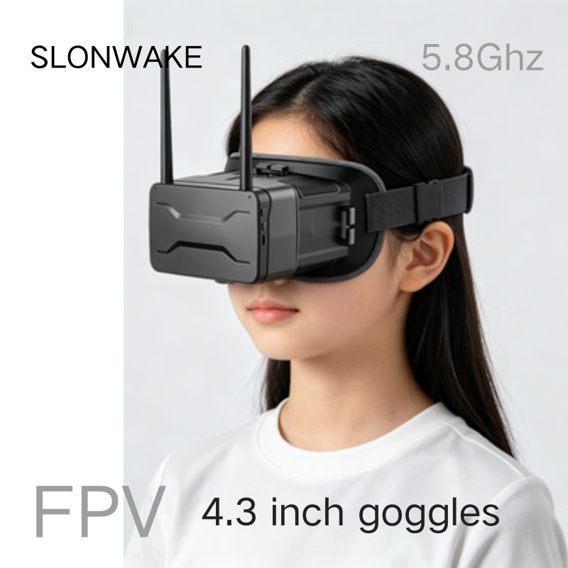 Drone Racing Goggles - Kacamata FPV 5.8G, Layar 4.3 Inci,